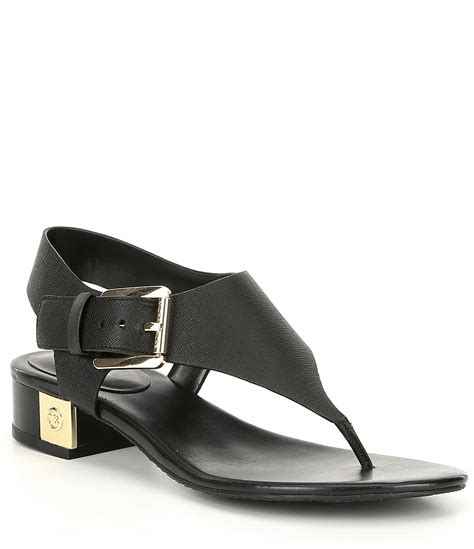 michael michael kors london thong women's sandals black vachetta cork|Michael Kors London Thong Block Heel Sandals .